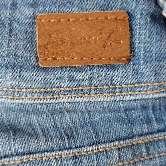 Seven7 Slim Straight Jeans Mid Rise Leg Slits Distressed 29X28 Size 4 - Picture 4 of 12